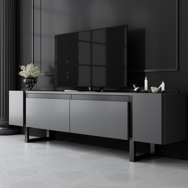 TV szekrény Yildiz - Anthracite, Black-VASBÚTOR