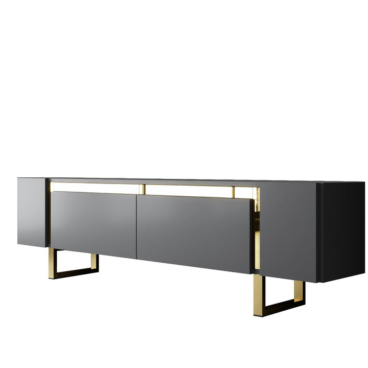 TV szekrény Yildiz - Anthracite, Gold-VASBÚTOR