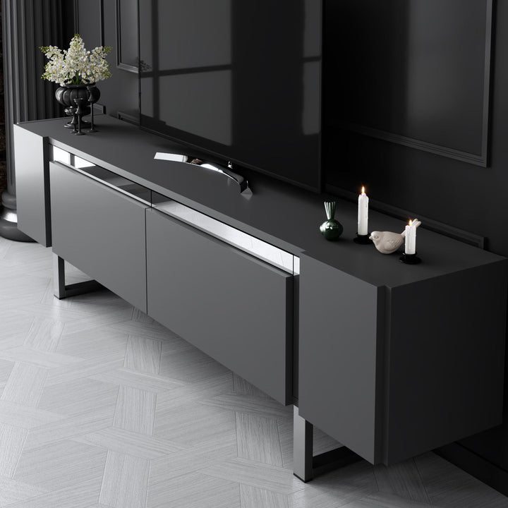 TV szekrény Yildiz - Anthracite, Silver-VASBÚTOR