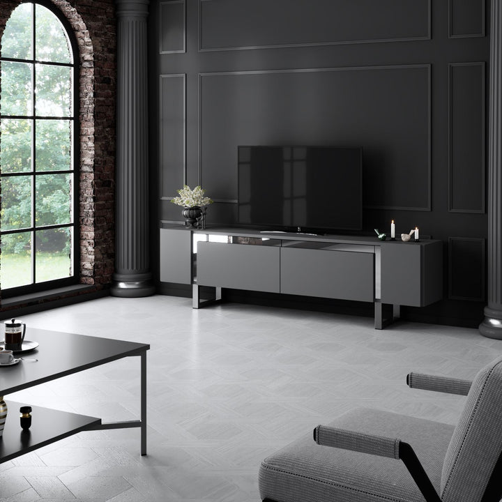 TV szekrény Yildiz - Anthracite, Silver-VASBÚTOR