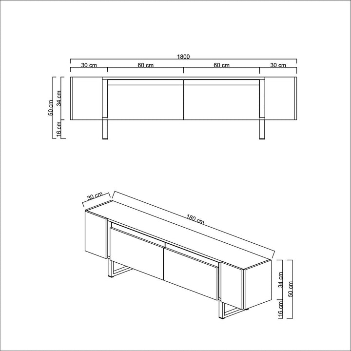 TV szekrény Yildiz - Anthracite, Silver-VASBÚTOR