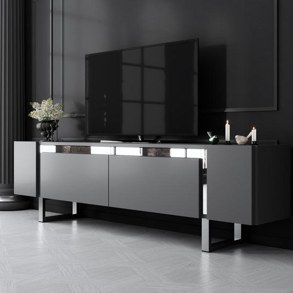 TV szekrény Yildiz - Anthracite, Silver-VASBÚTOR