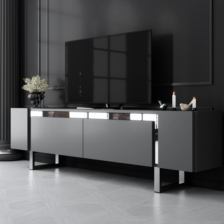 TV szekrény Yildiz - Anthracite, Silver-VASBÚTOR