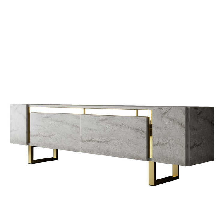TV szekrény Yildiz - Travertine, Gold-VASBÚTOR