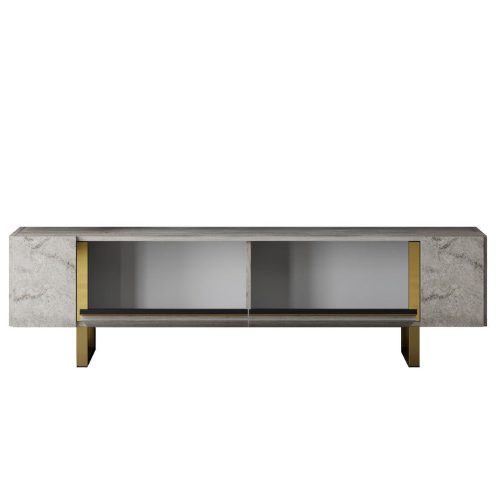 TV szekrény Yildiz - Travertine, Gold-VASBÚTOR