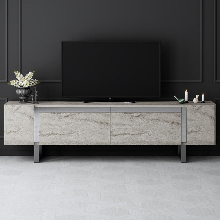 TV szekrény Yildiz - Travertine, Silver-VASBÚTOR