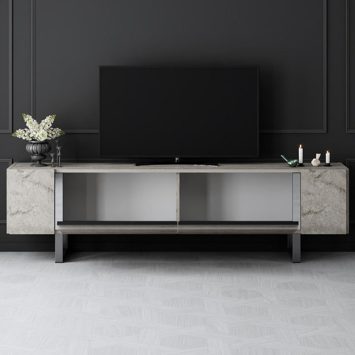 TV szekrény Yildiz - Travertine, Silver-VASBÚTOR