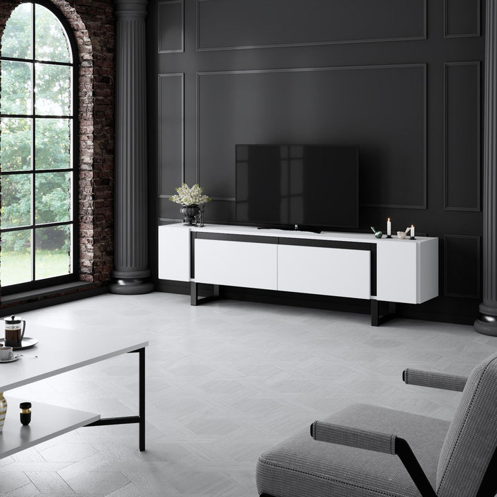 TV szekrény Yildiz - White, Black-VASBÚTOR