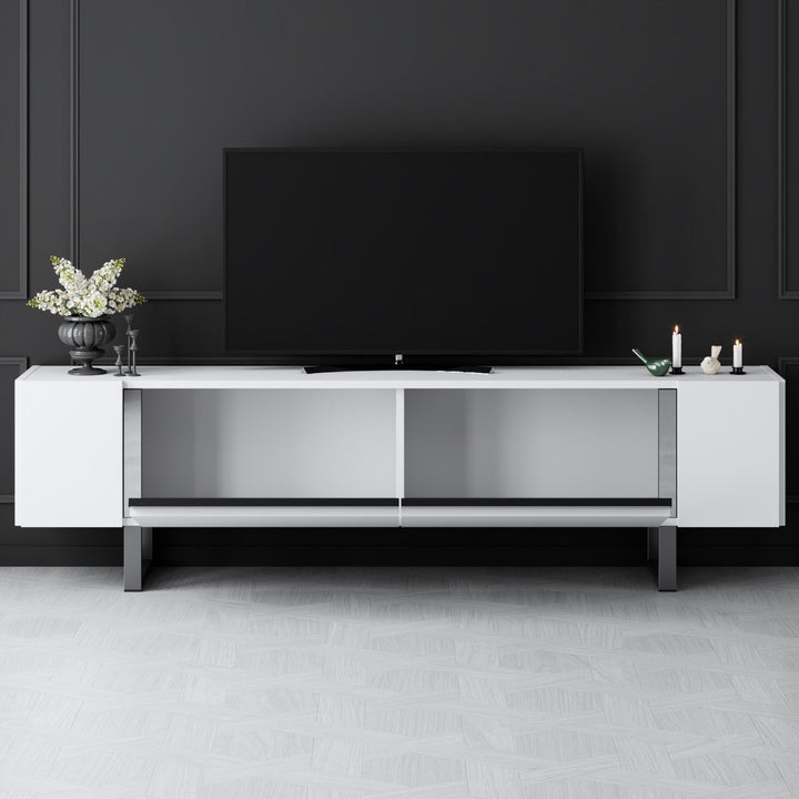 TV szekrény Yildiz - White, Silver-VASBÚTOR