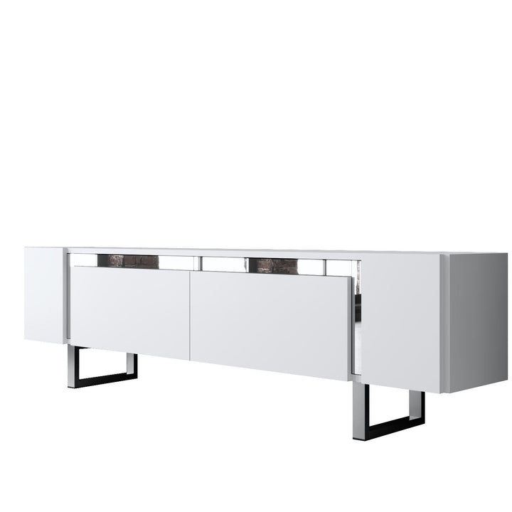 TV szekrény Yildiz - White, Silver-VASBÚTOR