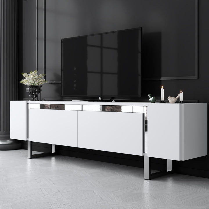 TV szekrény Yildiz - White, Silver-VASBÚTOR