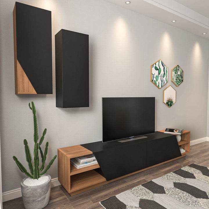 TV szekrény Zebra - Black, Teak-VASBÚTOR