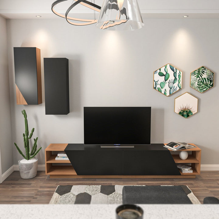 TV szekrény Zebra - Black, Teak-VASBÚTOR