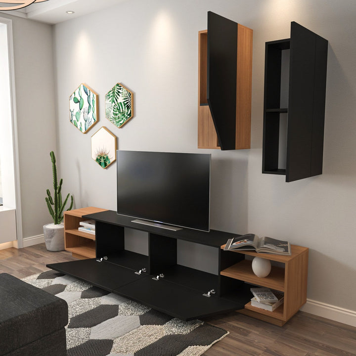 TV szekrény Zebra - Black, Teak-VASBÚTOR