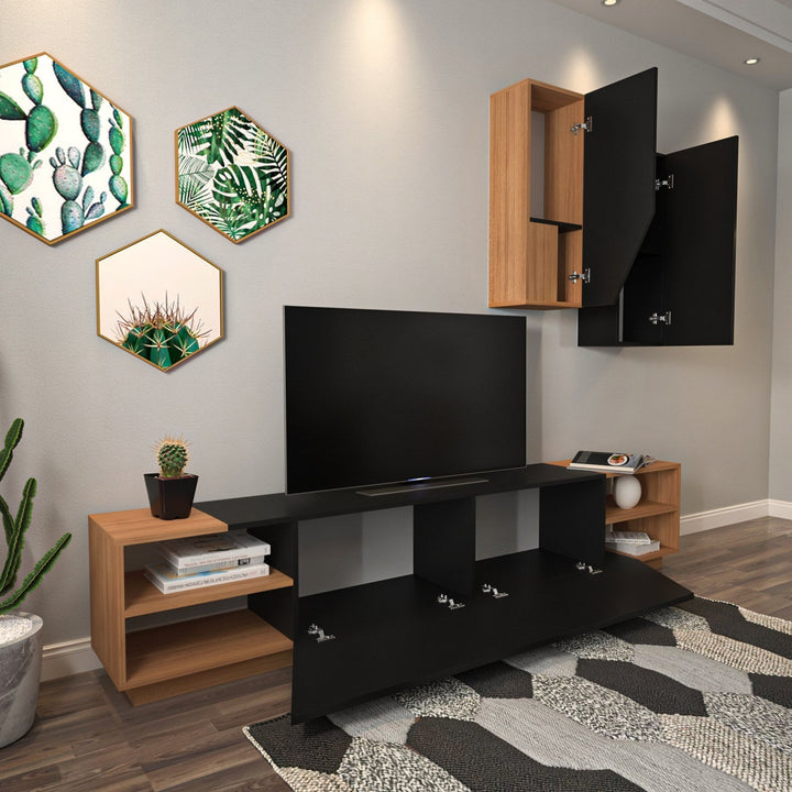 TV szekrény Zebra - Black, Teak-VASBÚTOR