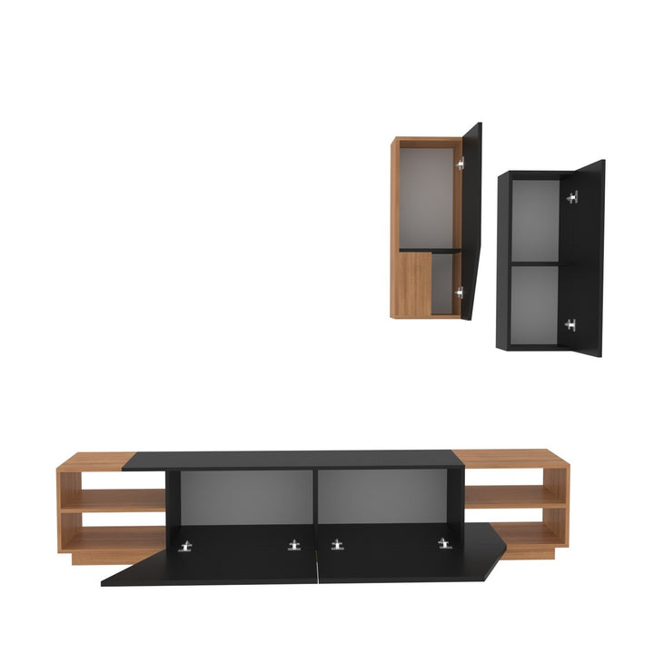 TV szekrény Zebra - Black, Teak-VASBÚTOR