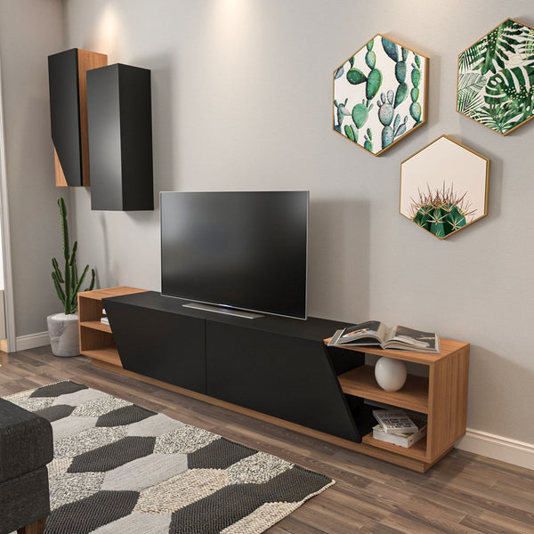 TV szekrény Zebra - Black, Teak-VASBÚTOR
