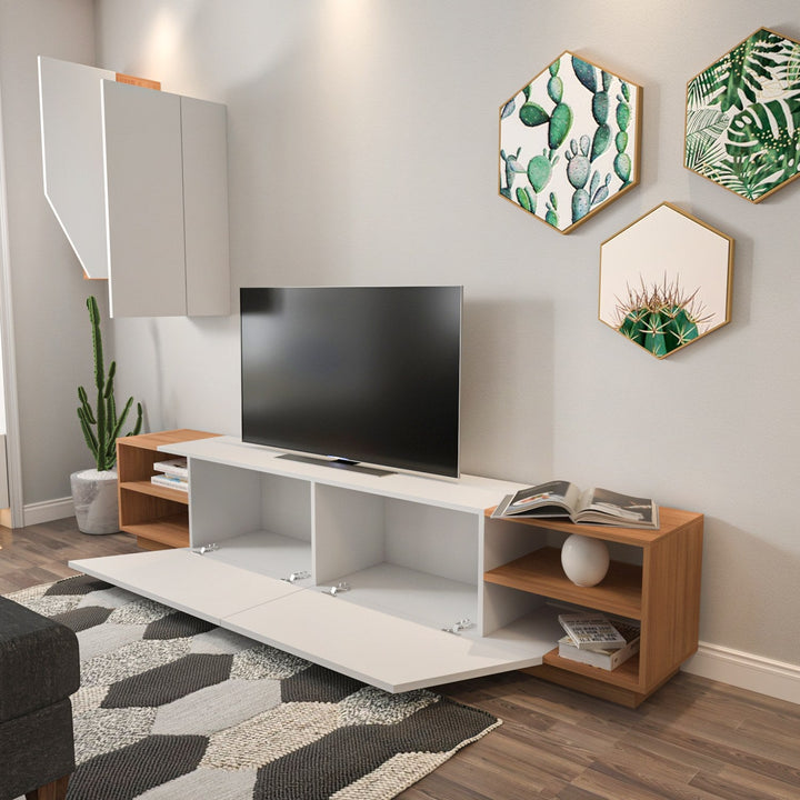 TV szekrény Zebra - White, Teak-VASBÚTOR