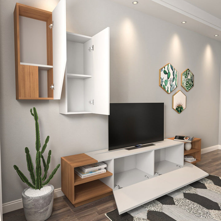 TV szekrény Zebra - White, Teak-VASBÚTOR