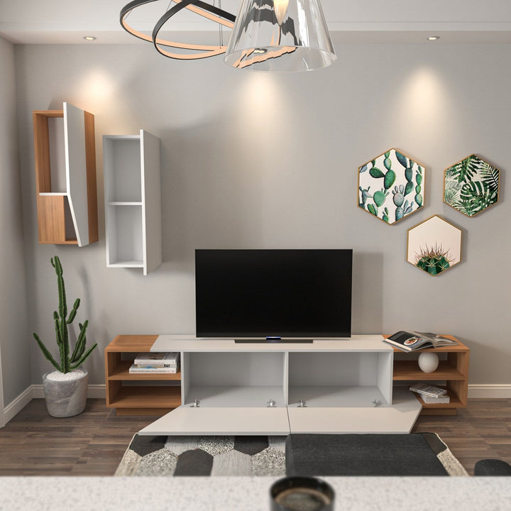 TV szekrény Zebra - White, Teak-VASBÚTOR