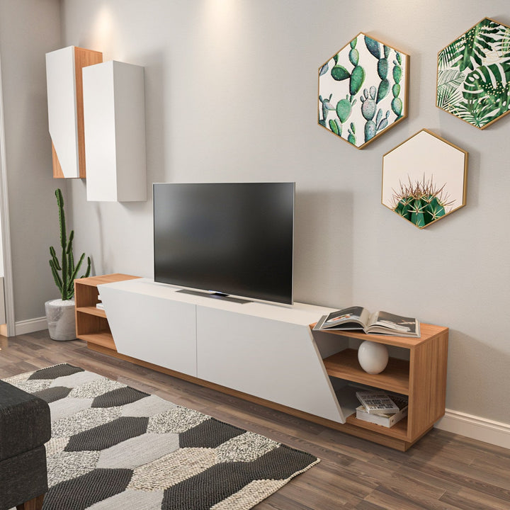 TV szekrény Zebra - White, Teak-VASBÚTOR