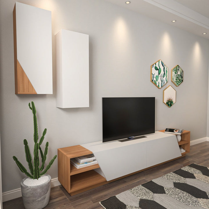 TV szekrény Zebra - White, Teak-VASBÚTOR