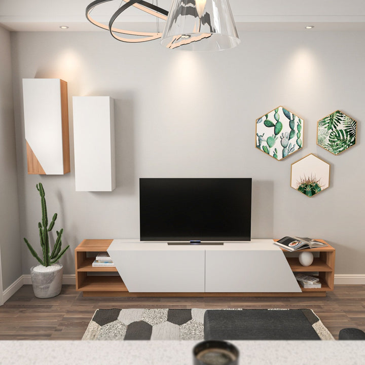 TV szekrény Zebra - White, Teak-VASBÚTOR