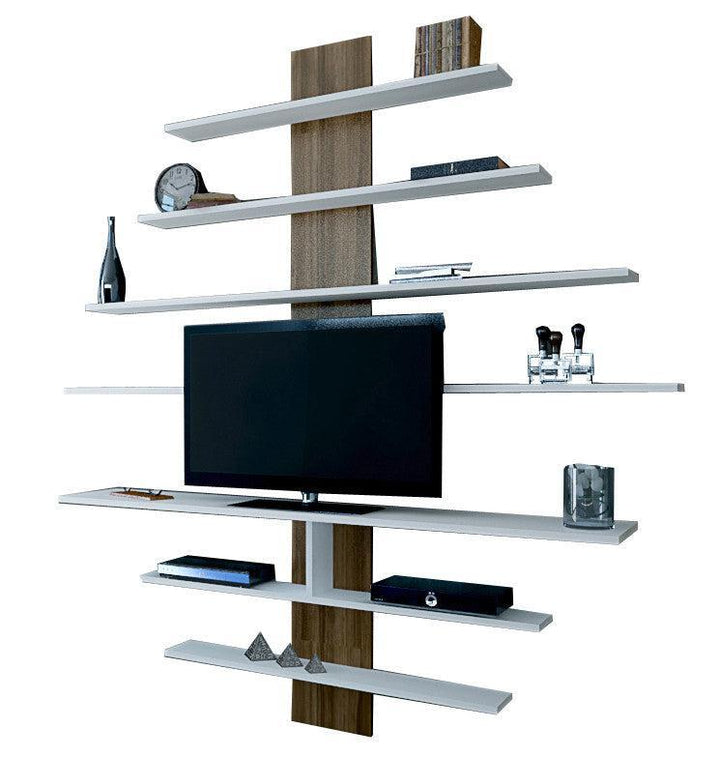 TV szekrény Zebra - White, Walnut-VASBÚTOR