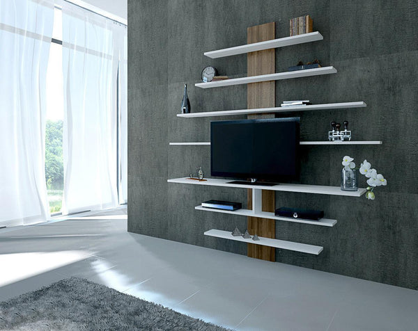 TV szekrény Zebra - White, Walnut-VASBÚTOR