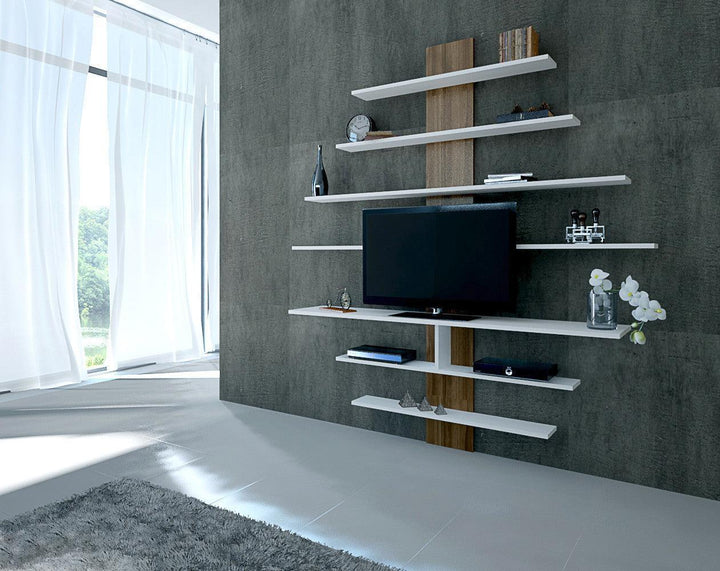 TV szekrény Zebra - White, Walnut-VASBÚTOR