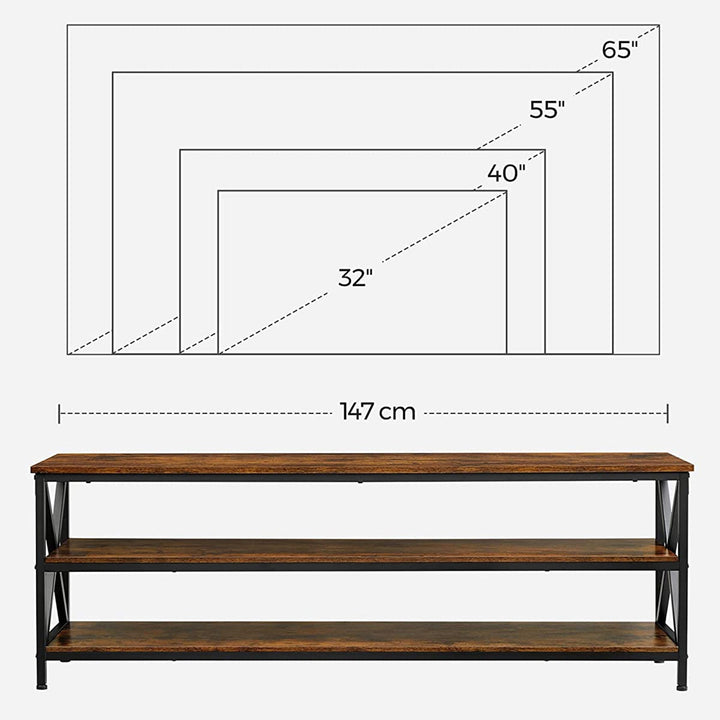 TV szekrény nyitott rekesszel, TV asztal X-alakú támasztékkal 147 x 50 x40 cm-VASBÚTOR