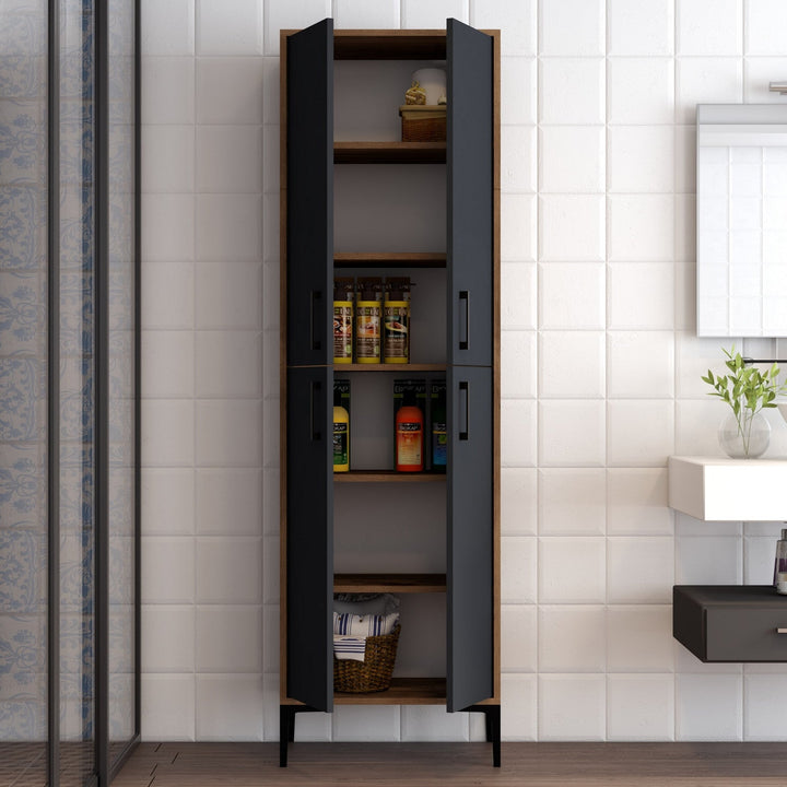 Tároló szekrény Berlin A - Walnut, Anthracite-VASBÚTOR