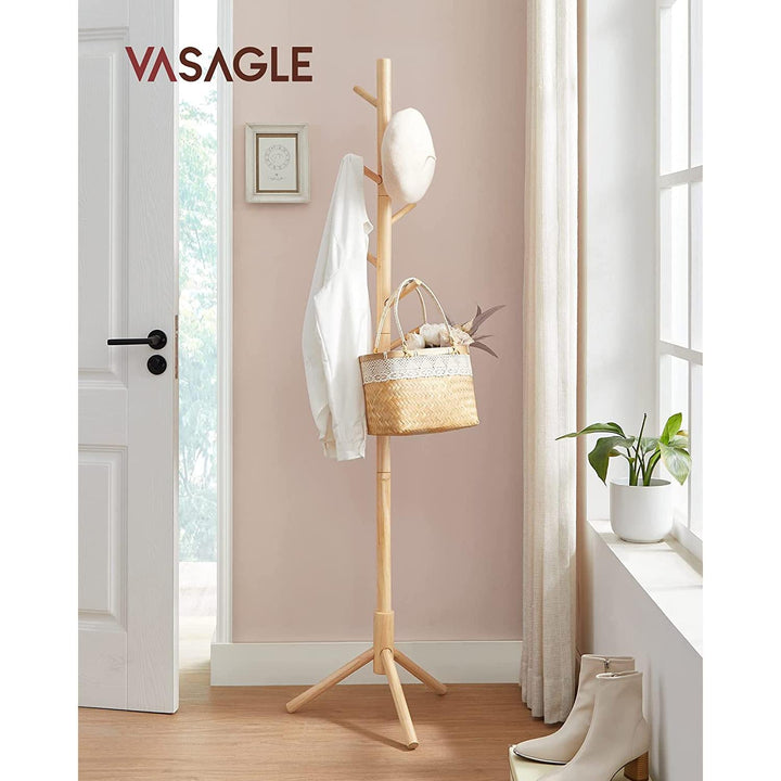 Tömör fa kabáttartó 8 kampóval 175cm magas-VASBÚTOR