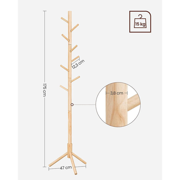 Tömör fa kabáttartó 8 kampóval 175cm magas-VASBÚTOR
