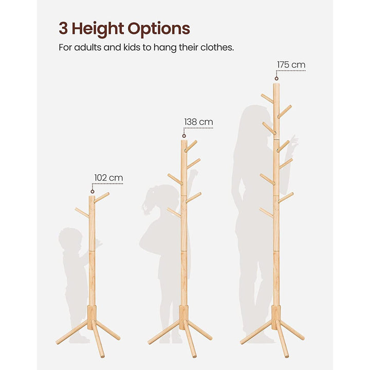 Tömör fa kabáttartó 8 kampóval 175cm magas-VASBÚTOR