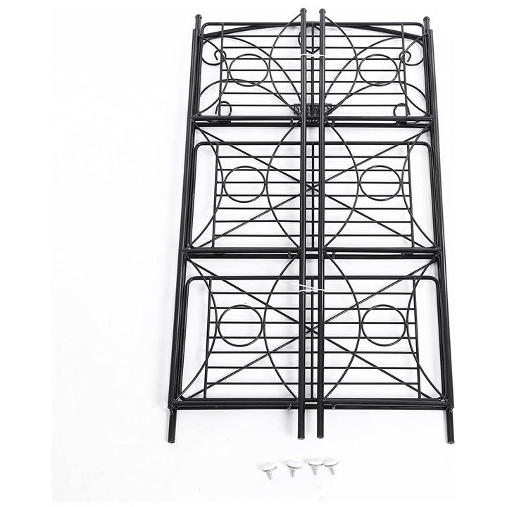 Virágállvány 3 szintes, fém szobai virágtartó, fekete, 54 x 101 x 30 cm-VASBÚTOR