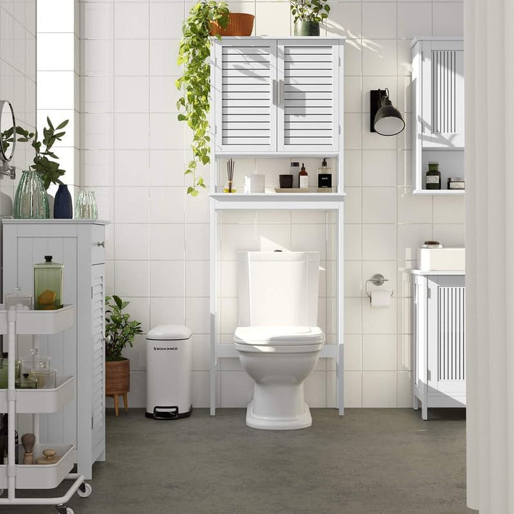 WC feletti tárolószekrény 23x60x173 cm, fehér-VASBÚTOR