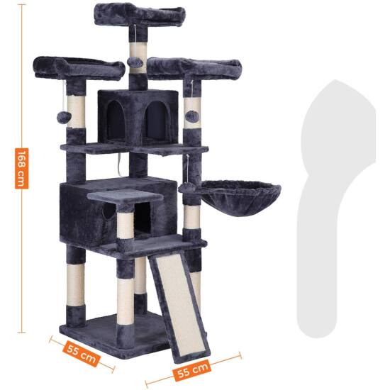 XXL Macska lakás 168 cm, Füstös szürke-VASBÚTOR