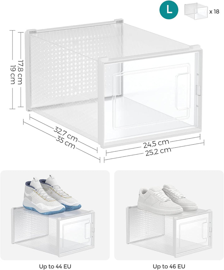 Zárható cipőtároló, cipős dobozok, 18 db-os csomag, fehér Outlet-VASBÚTOR