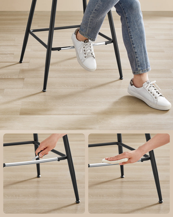 bárszékek 2 db-os szett, ergonomikus háttámlával, műbőr kárpitozással, 62 cm magas, karamellbarna-VASBÚTOR