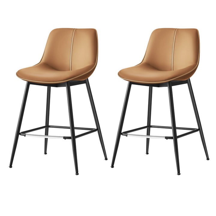 bárszékek 2 db-os szett, ergonomikus háttámlával, műbőr kárpitozással, 62 cm magas, karamellbarna-VASBÚTOR