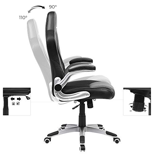 irodai szék, ergonomikus forgószék, felhajtható karfás, fekete-VASBÚTOR