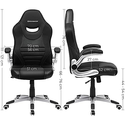 irodai szék, ergonomikus forgószék, felhajtható karfás, fekete-VASBÚTOR