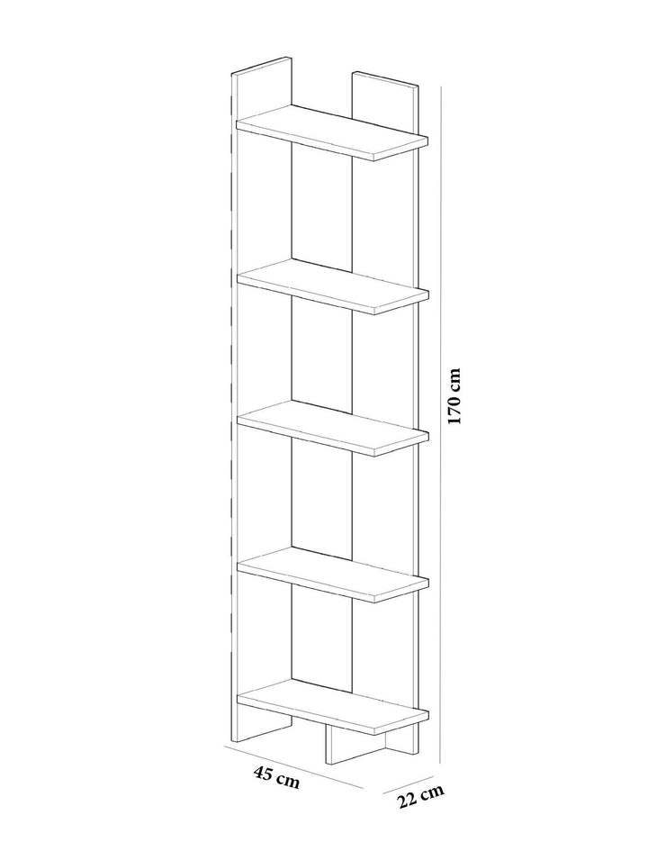 könyvespolc Als - Walnut, White-VASBÚTOR