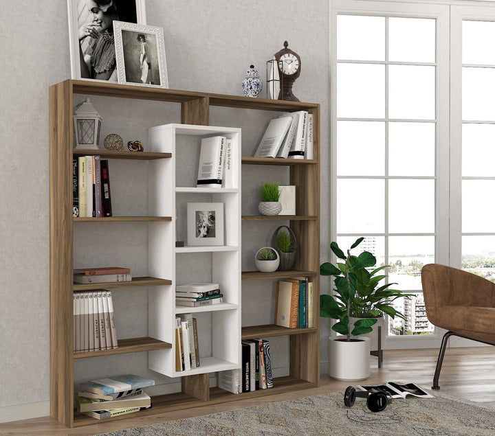 könyvespolc Ample - Walnut, White-VASBÚTOR