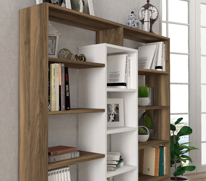 könyvespolc Ample - Walnut, White-VASBÚTOR