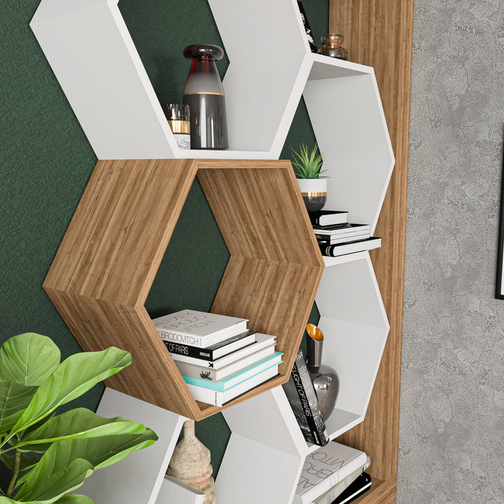 könyvespolc Artemis - Walnut, White-VASBÚTOR