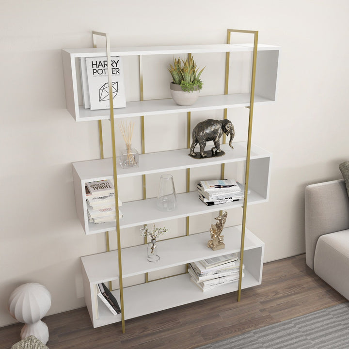 könyvespolc Bruti - White, Gold-VASBÚTOR