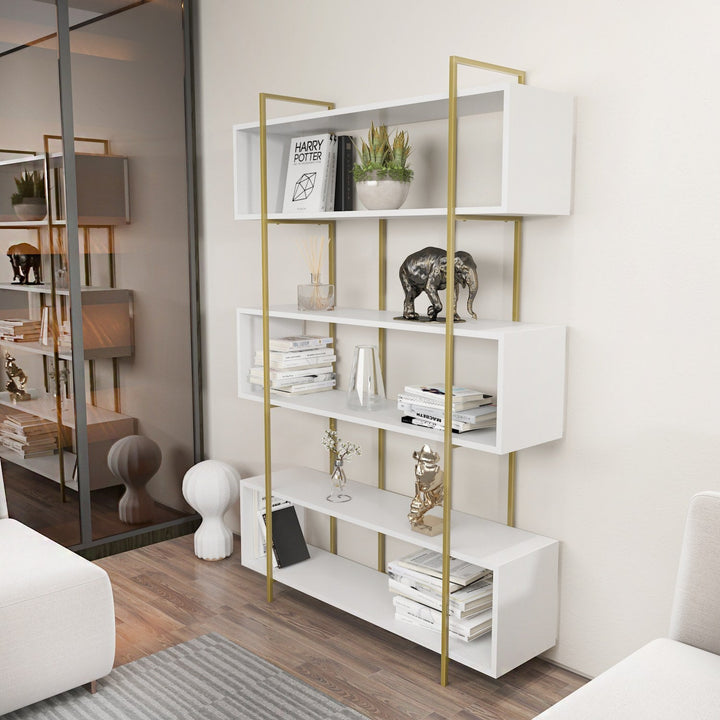 könyvespolc Bruti - White, Gold-VASBÚTOR