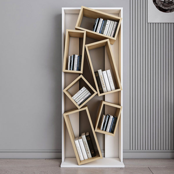 könyvespolc Carmen - White, Oak-VASBÚTOR